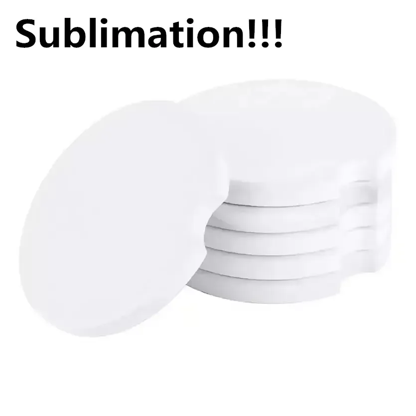 Nieuwe sublimatie keramische autocoasters Cups mat kussen thermische bumpers blanco witte warmteoverdracht absorberen water onderzetters met vinger inkeping gemakkelijk verwijderingshouder