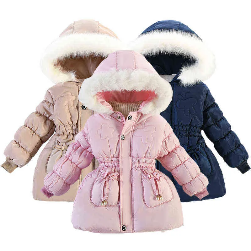 1 2 3 4 년 소녀 겨울 따뜻한 재킷 2021 새로운 심한 두꺼운 벨벳 코트 어린이 어린이 야외 여행복 j220718