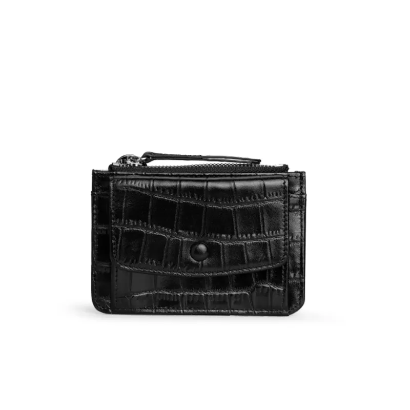 Bags 2022 Trendy Short Cowhide Zipper Zero Wallet Fashion Versatile Women`s Card Bag Alligator Leather Clutch Key Bag