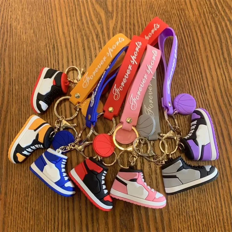 Basketball Shoes Keychains 3D Sports Shoe Key Chain Pendant Car Bag Pendants Gift 9 Colors