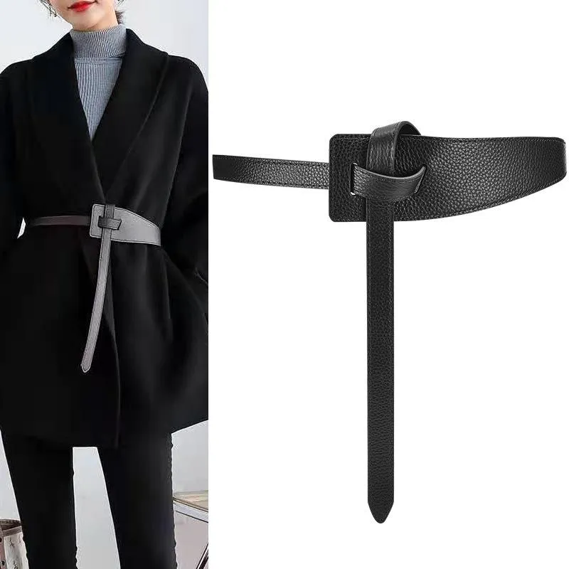 Ceintures Est Design noeud peau de vache pour femmes doux en cuir véritable noué sangle ceinture longue véritable robe accessoires dame ceinture ceintures