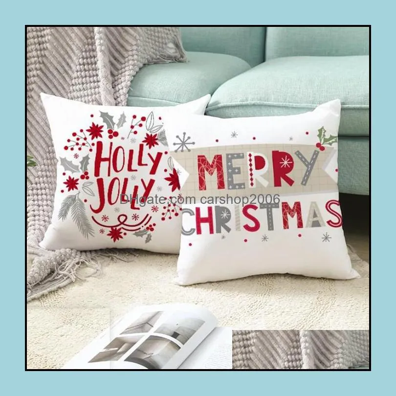 christmas cushion cover cartoon santa claus plaid elk merry christmas pillowcase decorations for home xmas ornament 45x45cm wy888w