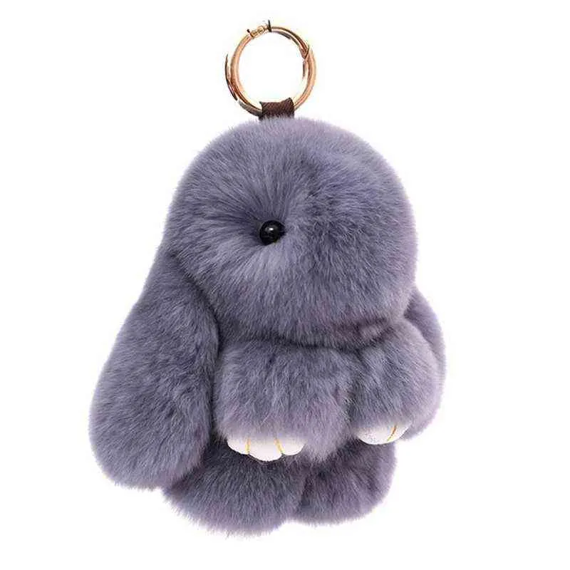 Porte-clés moelleux en cuir peau de lapin, 20 couleurs, jouets pour femmes, sacs moelleux, voitures, bijoux cadeaux