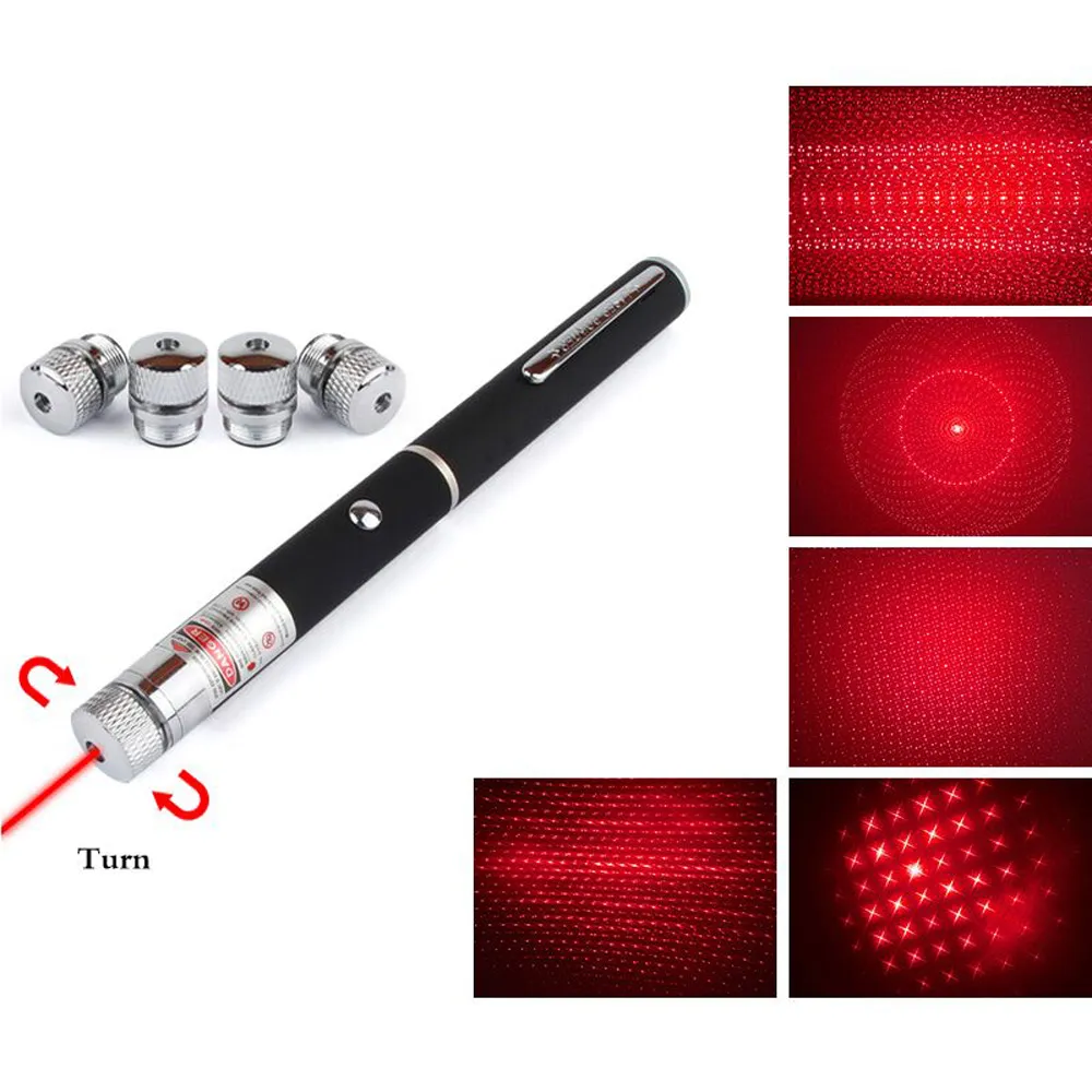 5 in 1 kaleidoscop 650nm laser pen Red laser pointer Presenter Powerpoint w/ 5 star caps Or Camping Play With Cat Teaching DHL FEDEX UPS FREE SHIP
