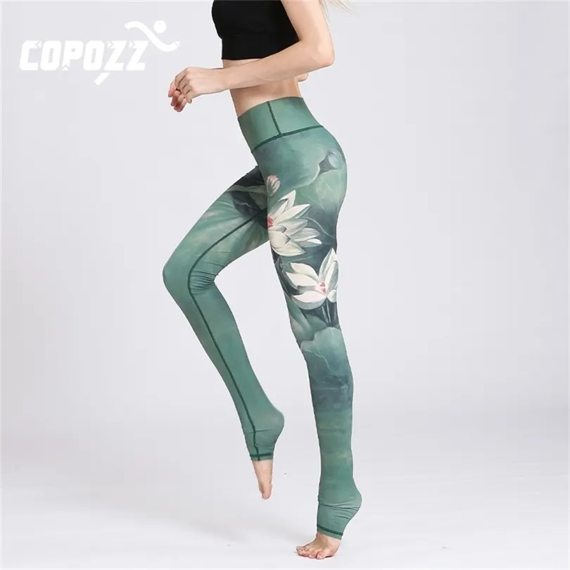 Copozz Gym Women Fitness Yoga Pants Slim High Weist Sport Leggings Pattern Pattern Printed Long Long Tables لتشغيل التحكم في البطن 201014