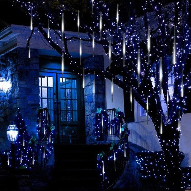 New Arrival Christmas Tree Decoration 8 Tube Meteor Shower Rain LED String Lights Street Garland for Indoor Outdoor