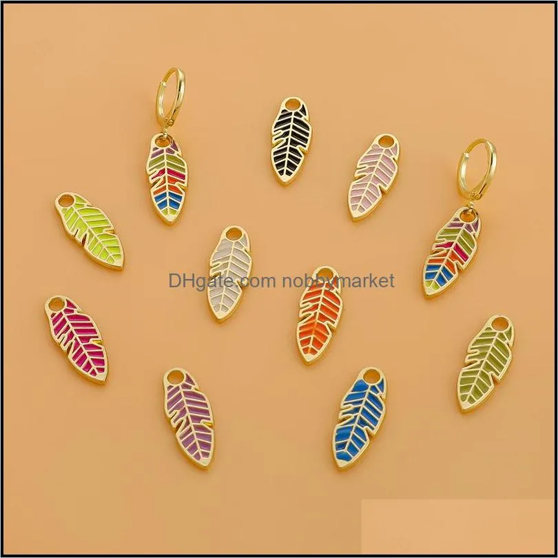 10pcs Zinc Alloy Enamel Color Tree Leaf Charms Oil Drop Pendant For Jewelry Making DIY Necklaces Earrings Findings Crafting