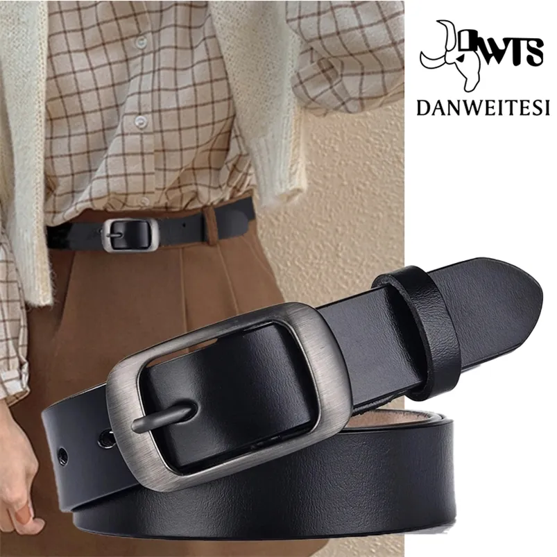 DWTS dames riem mode vrouwelijke lederen s voor s pin buckle riemen fancy vintage voor jeans 220712
