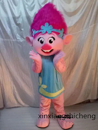 Maskot Bebek Kostüm Haşhaş Dream Works Trolls Film Kostüm Maskot Fantezi Elbise Yetişkin Boyutu Doğum Günü Elbise Yeni