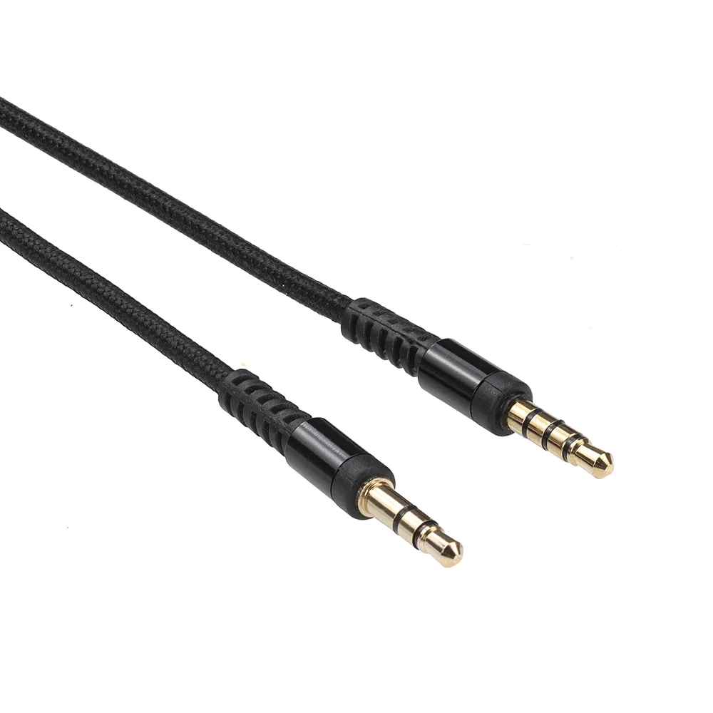3.5mm Male-to-Male Stereo AUX Cable - 3ft Braided Nylon, For Car, IPhone, IPod, MP3 Players