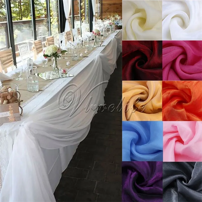 10M x 1.4M Top Table Swags Sheer Organza Swag Fabric Wedding Party Bow Decorazioni da tavola fai da te 200929