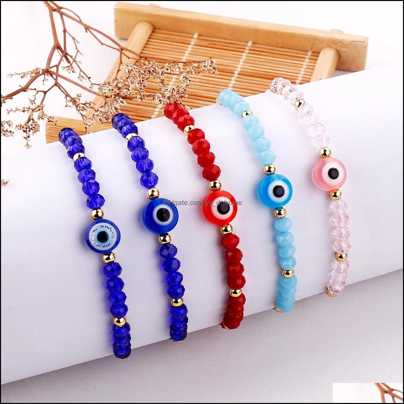 turkish blue crystal evil eye chain bracelets for women handmade glass beads lucky jewelry accessories fashion couple bracelet