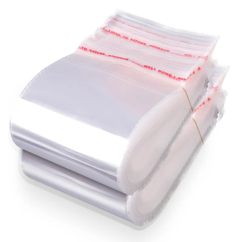 1000PCS 0.05mm d'épaisseur Cellophane refermable transparent / BOPP / Poly Bag Transparent Opp Bag Emballage Sacs en plastique Joint auto-adhésif pour bijoux