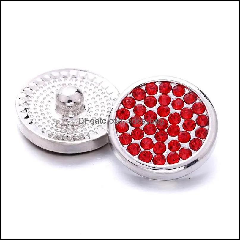wholesale rhinestone 18mm snap button clasp metal round charms for snaps jewelry findings suppliers