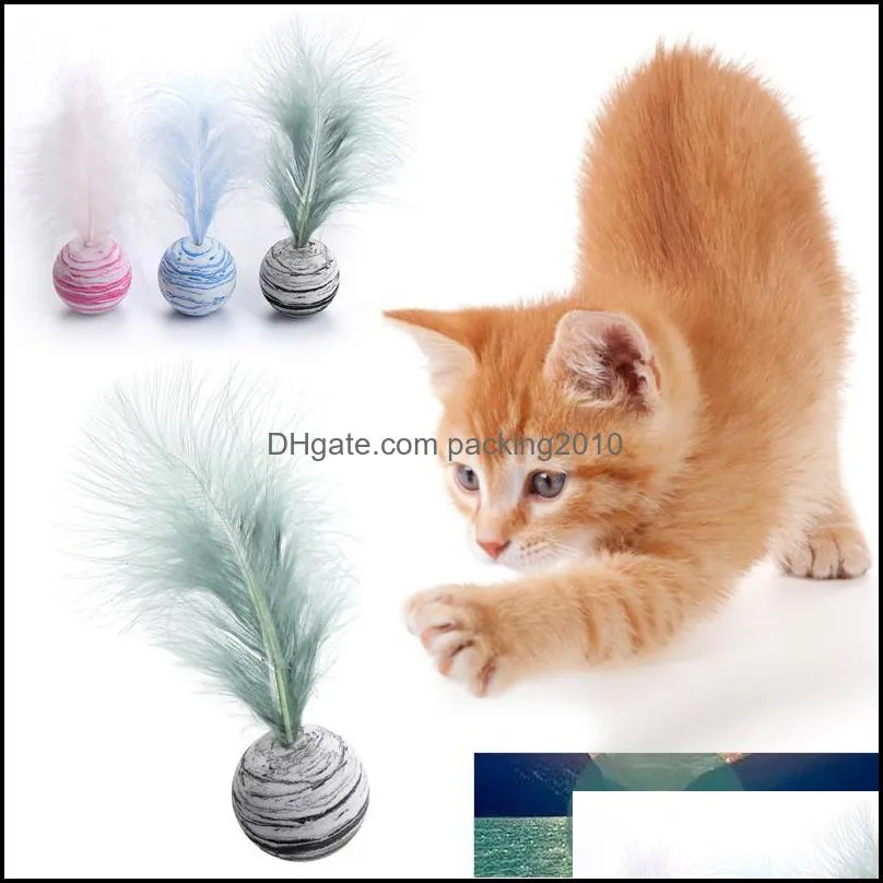 Andra katt levererar husdjur hem tr￤dg￥rd interaktiv leksak stick fj￤der trollstav med liten klocka musbur leksaker konstgjorda colorf teaser droppe deliv