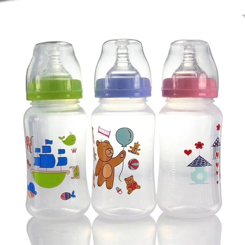 320mL born Children Infant Baby Boy Girl Wide Mouth PP Feeding Bottle Drinking Water Breast-like Feeling 220512