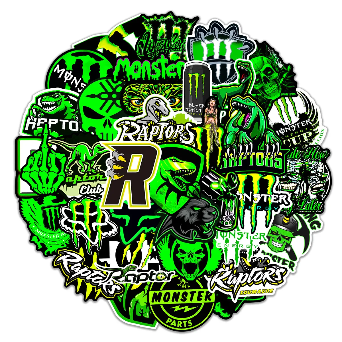 50 Green Fluorescent Monster Hunter Personality Trend Green Stickers For  Skateboards, Cars, Motorcycles, And Bicycles From Animetravel, $1.47