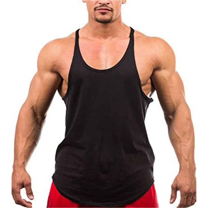 Summer Bodybuilding Tank Top Men Fitness Stringer Sporting Shirt Gym Clothing Workout Cotton Tankop 220421