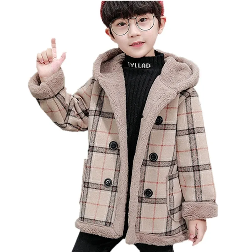 Kinder warme Wolljacke mit Kapuze für Jungen hochwertiger Kinder Junge dicke Winterkleidung Oberbekleidung für 2-13 Jahre alt LJ201203