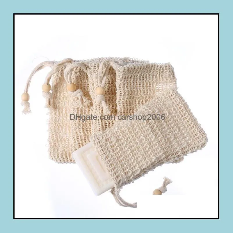 natural exfoliating mesh soap saver sisal saver bag pouch holder for shower bath foaming and drying pab12166