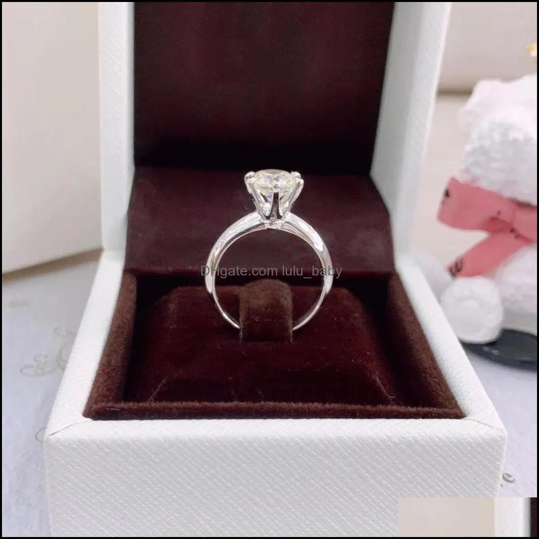Wholesale Six Claw Rings Silver Plated Crystal Zircon Ring Christmas Gift Wedding Women Lady Jewelry
