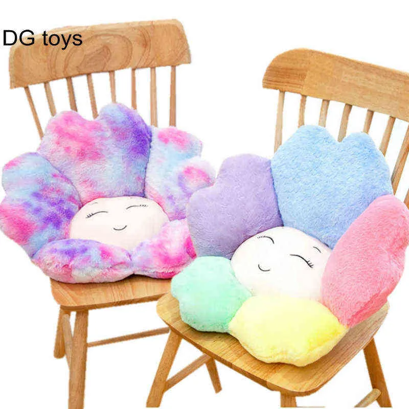 Zachte pluche glimlach Face Rainbow Soer Chures Cushion Gevulde gradiënt kleurrijk winterstoelcadeau voor vrouwenkantoor J220704