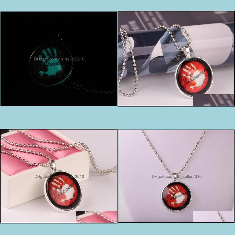 pretty halloween beautifully necklace glow in the dark glass pendants necklaces the palm luminous necklace
