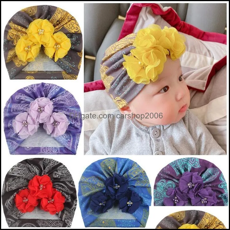 Beanie/Skl Caps шляпы шляпы шарфы перчатки модные аксессуары новорожденные девочки мальчики напечатайте индийскую цветочную жемчужину дети на открытом воздухе Scount Scount