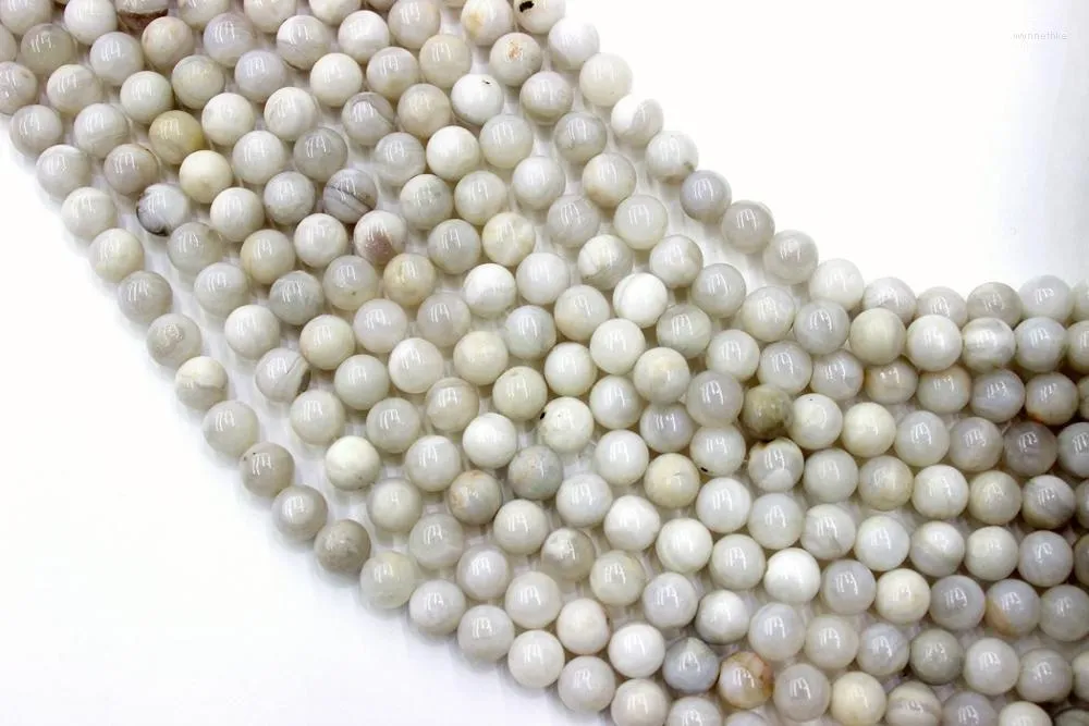 Autres perles rondes en agate blanche naturelle, brin de 3/4/6/8/10/12MM pour la fabrication de bijoux, bricolage, collier, Bracelet Wynn22