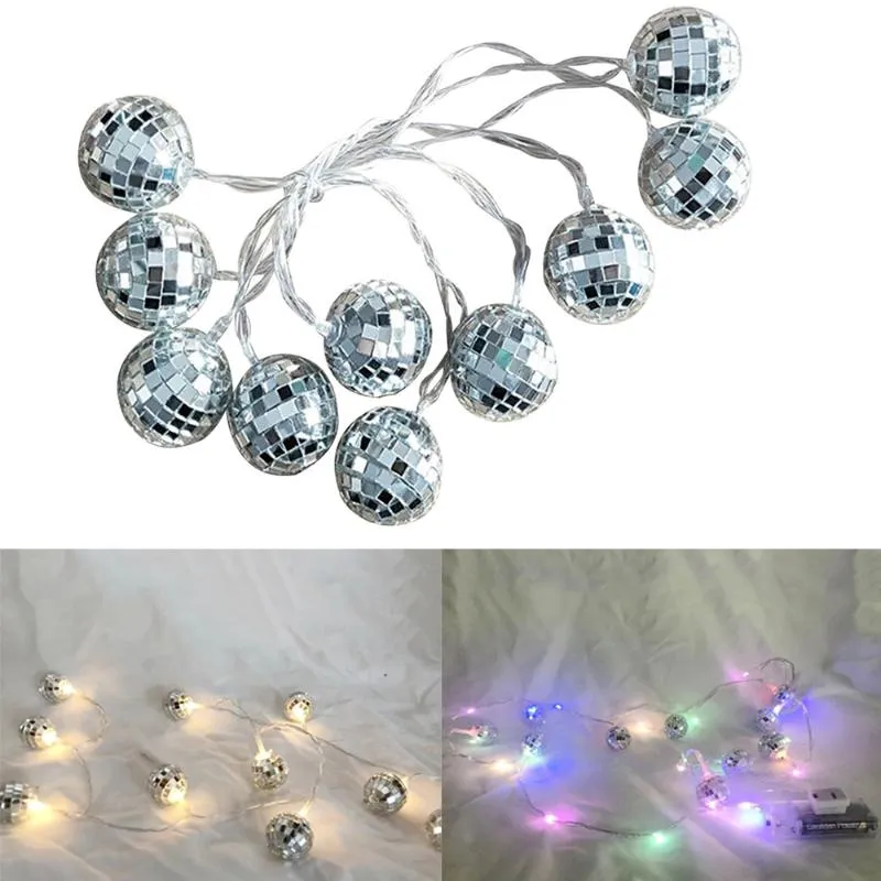 Saiten LED Lichterketten Batteriebetriebene Spiegelkugel Bühnenreflexionslampe für Hochzeitsjahr Weihnachten DJ Disco Home Party DekorLED StringsL