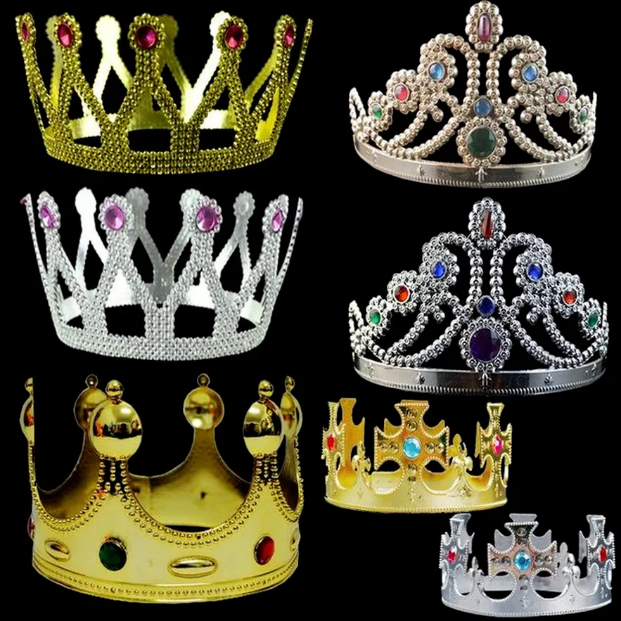 Roi Reine Couronne Mode Chapeaux De Fête Pneu Prince Princesse Couronnes Fête D'anniversaire Décoration Festival Faveur Artisanat 7 Styles B0526S19