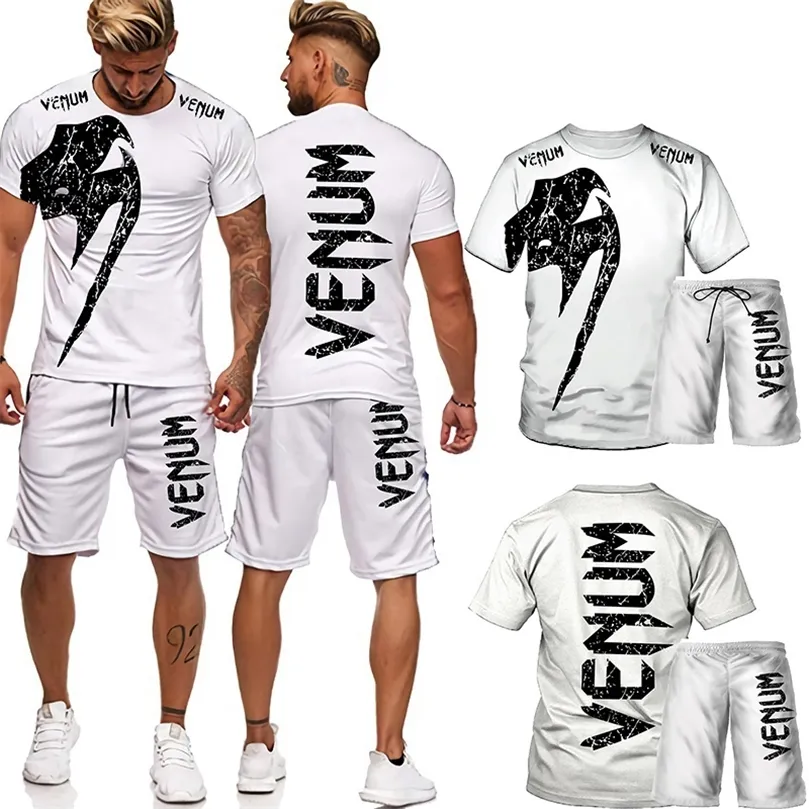 Oversized Mens Training Wear Suit 3D Printing TShirt Casual Wear Fitness Sports 2 Piece Set of Sports for Men Tracksuit 220704