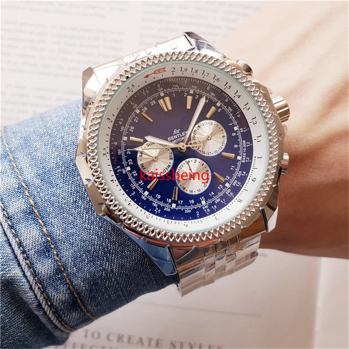 Nowa Moda Luksusowy Sport Wielofunkcyjny 6 Pinów Watch Business Man Kalendarz Automatyczny Zegarek Dobra Jakość 46mm