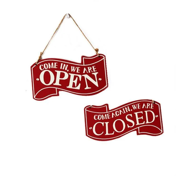 Wooden Open Closed Sign Novelty Items Coffee Shops Wood Hanging Double Sided Vintage Business Signs for Shop Door Window