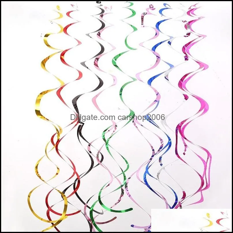 Party Decor Double Spiral Ornaments Diy Ceiling Hanging Streamers Swirl Wedding Sparkl Ribbon Birthday Decoration 20220113 Q2