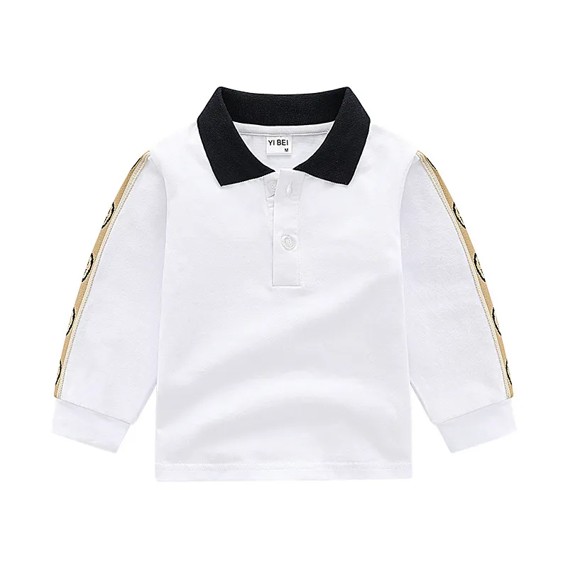 Baby Boys T-shirts Turn-Down Collar Autumn Kids Long Sleeve T-shirt Gentleman Style Children Cotton Casual Tops Tees Boy Shirts Child Clothes