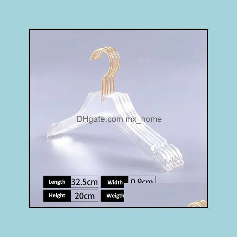 20PCS Luxury Clothes Hangers Clear Acrylic Dress Hangers with Gold Hook Transparent Shirts Holders with Notches for Lady Kids