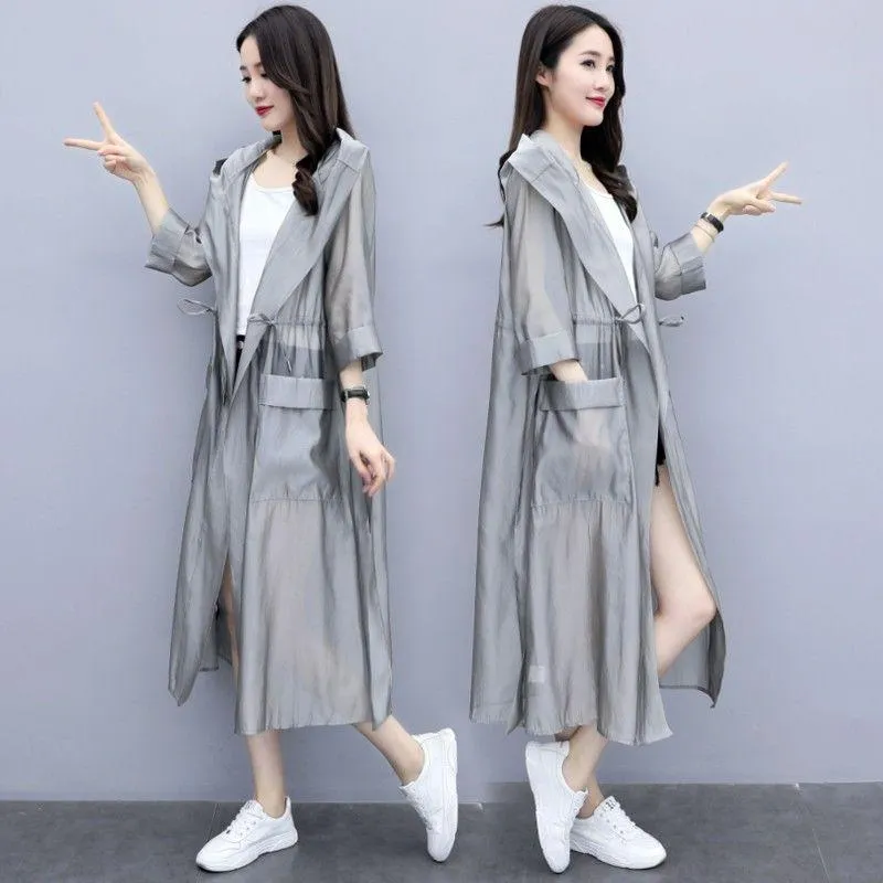 Kvinnors jackor mode grå cardigans kvinnors sommarblusar avslappnad lång kimono cape kvinnlig lapel tunic kemis lös mångsidig dike