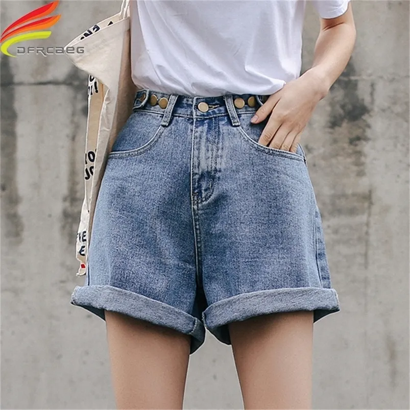 Streetwear High Taille Wide Leg Denim Shorts For Women New Jean Shorts Vrouwen zomer Koreaanse stijl vrouwen losse korte shorts LJ200820