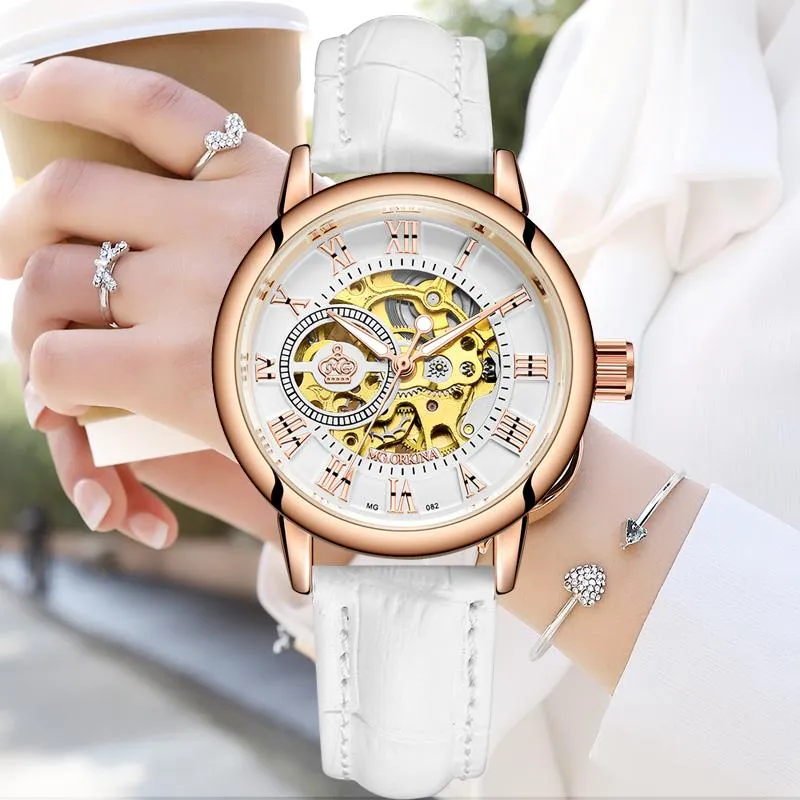 Ladies Wristwatches Women Watches Automatic Mechanical Watch White