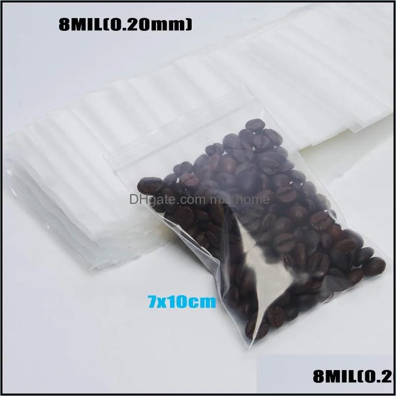 100pcs/lot Clear Bag Thick Heavy-Duty Storage Bag Package Plastic Small Reclosable Poly Bags Thickness 0.20mm