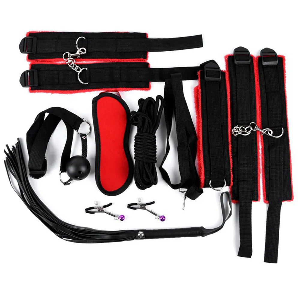Adults Games Leather BDSM Bondage Slave Kits Handcuffs For sexy Whip Gag Erotic No Vibrators Toys Women Couples Shop Beauty Items