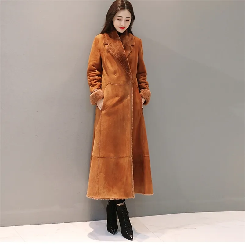 New Sheepskin Faux Fur Coat Thick Artificial Suede Coats Women Winter Lambs Wool Thicken Warm Shearling Jackets Women LJ201106