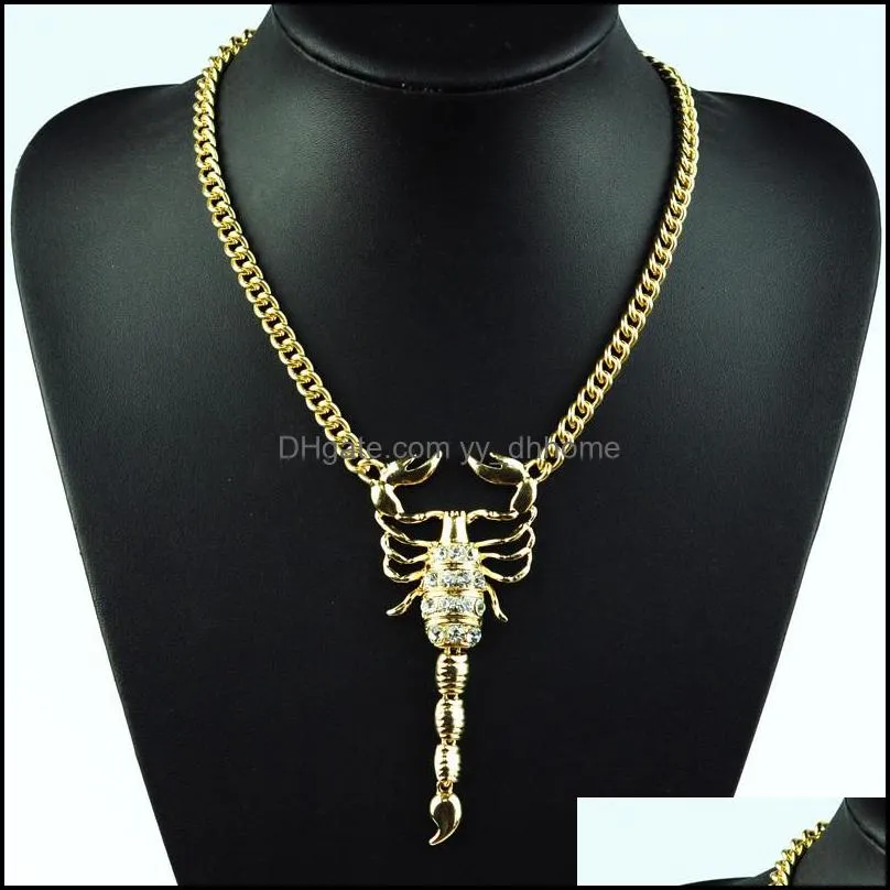 High Profile Scorpion Shaped Necklaces Retro Fashion Alloy Diamond Gold Plated Scorpion Necklaces , Party Jewelry Accessories For
