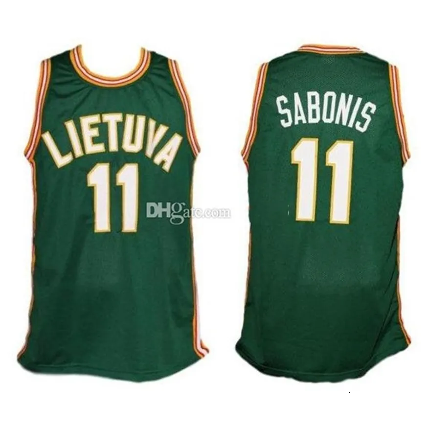 Nikivip # 11 Arvydas Sabonis Team Lietuva Lituania Maglia da basket classica retrò Mens cucita personalizzata Numero e nome Maglie