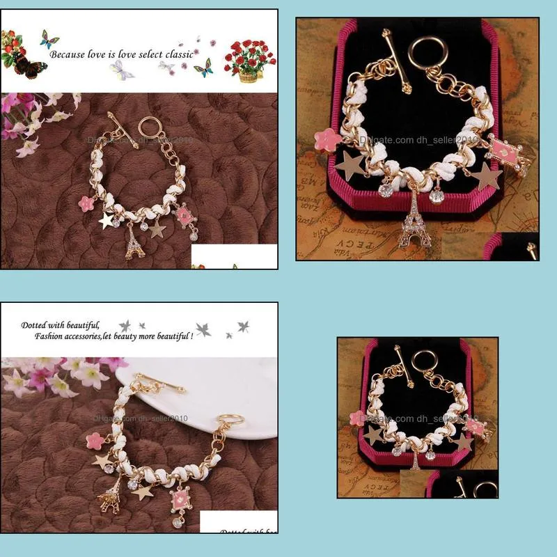 bracelets for women fashion cards pink flower chain bangles bracelets for women charm bracelets