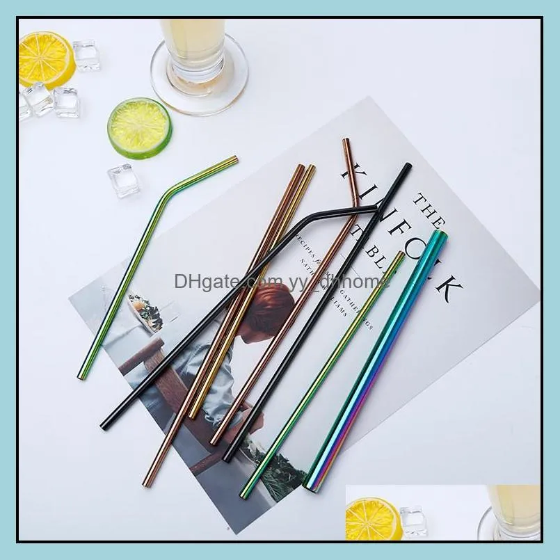 eco gold straws reusable straws colored 304 stainless steel straws for 20 oz tumbler drinking tools