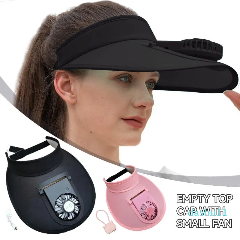 Wide Brim Hats Unisex Hollow Visors Cap With Small Fan Usb Charging Anti Hacking Sun Visor SAL99 Wide
