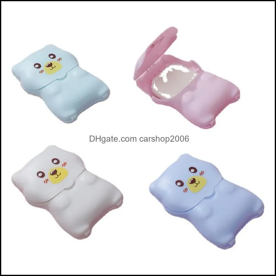 Disposable boxed soap paper portable hand washing piece Bear Mini outdoor