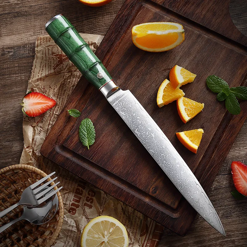 Damas Steel Kitchen Slicer Knife Kitchen Sharp Chef Couteau viande Beaf Beaf Sashimi Sushi Filetting Fish Cooking Tool